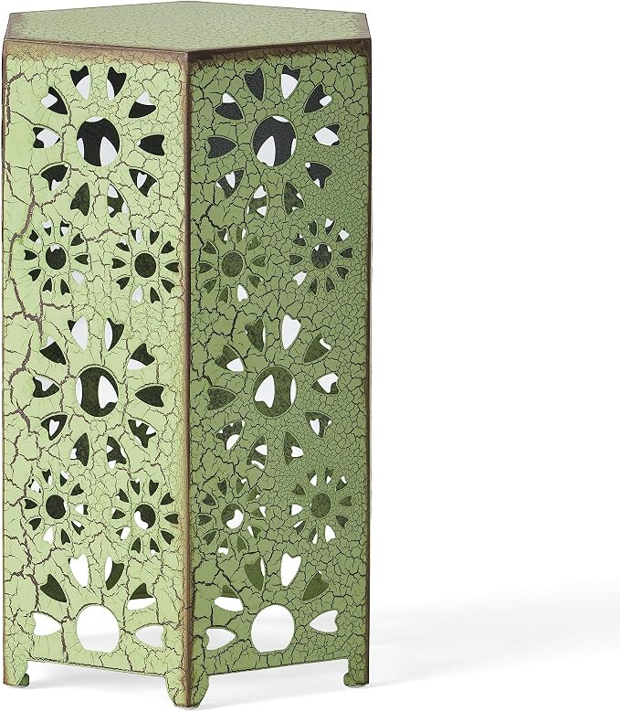 GDFStudio Elliot Outdoor 14 Inch Sunburst Iron Side Table (Crackle Green)