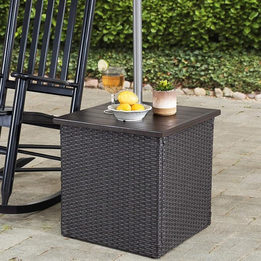 Sunjoy A210000602 Vanessa Combination Umbrella Stand Side Table, Brown