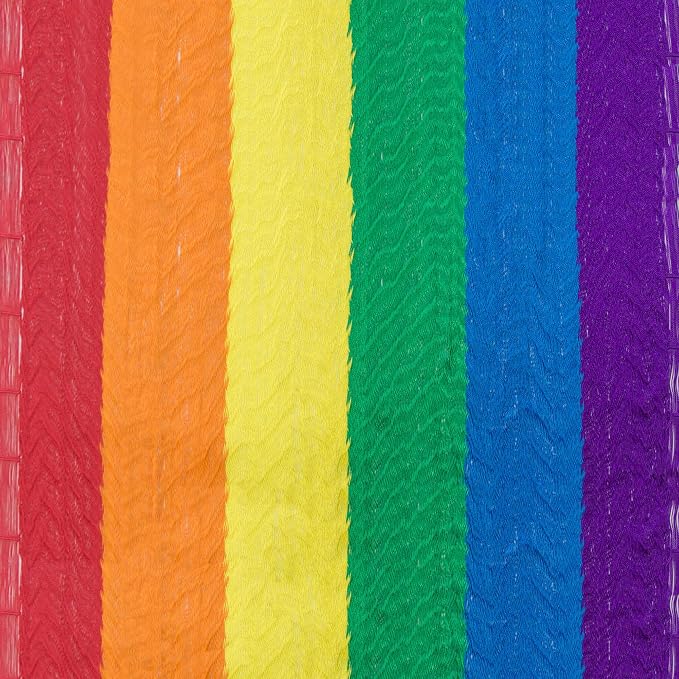 NOVICA Multicolor Rainbow Striped Hand Woven Nylon Mayan 1 Person Rope Hammock, 'Dreaming of Rainbows' (Single)