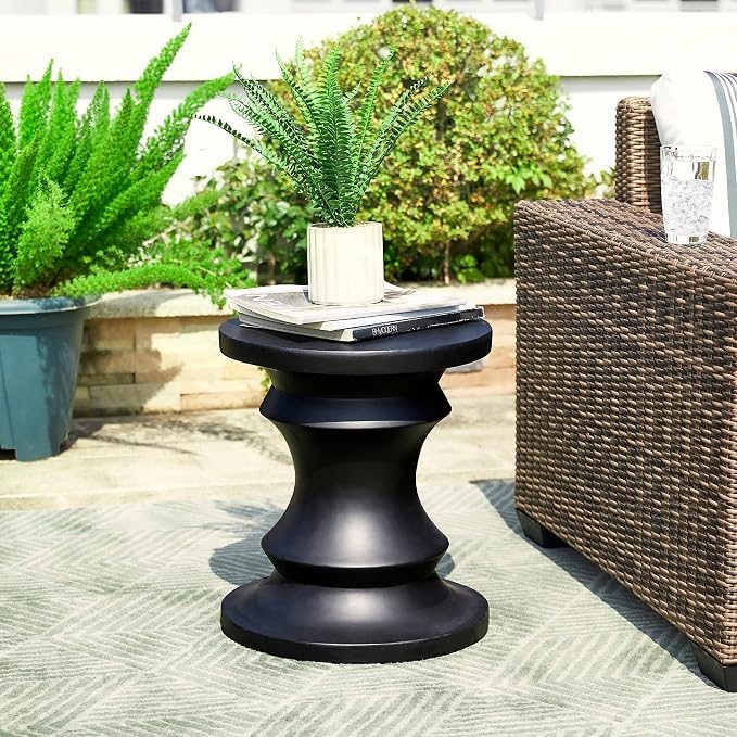 Giltzhome Antique Decorative Garden Stool, 18.25" H Heavy Duty Chess Pedestal Accent Table, Side Table, Planter Stand for Garden Patio Lawn Home Indoor Outdoor, Black