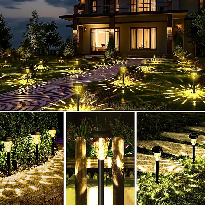 GIGALUMI Solar Lights Outdoor Waterproof, 12 Pack Warm White Pathway Lights | Solar Powered Landscape Lighting, Solar Garden Light for Decor, Patio, Garden, Yard, Pathways, Walkways