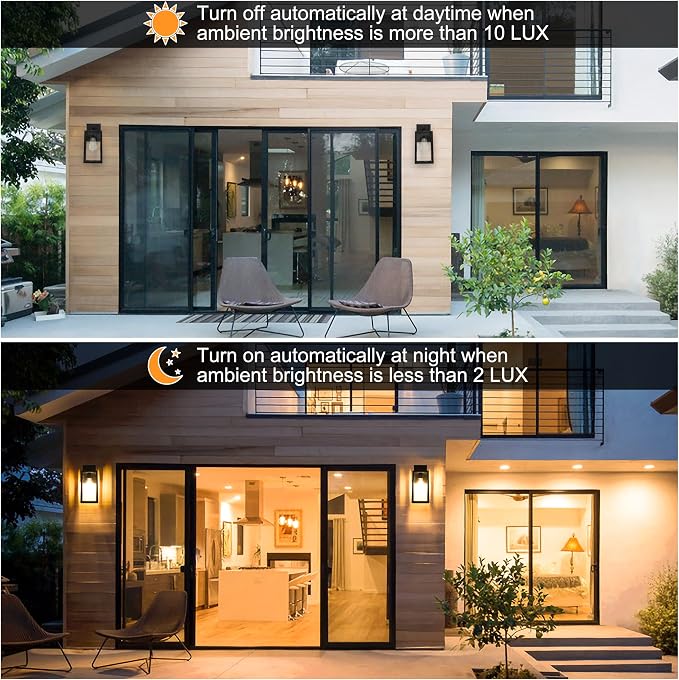 SHINE HAI Dusk to Dawn Sensor Outdoor Wall Sconce, Extra Large Exterior Lantern Fixture with E26 Base, Wall Mount Waterproof Lamp for Porch, Doorway
