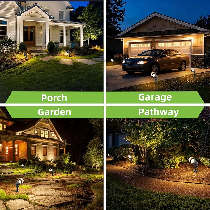 hykolity Low Voltage LED Landscape Spotlights, Aluminum Spot Lights Outdoor | Waterproof Outdoor Spot Lights, 12-15V 7.5W 390LM, Black Wired Landscape Lighting for Yard Garden Pathway, 4 Pack
