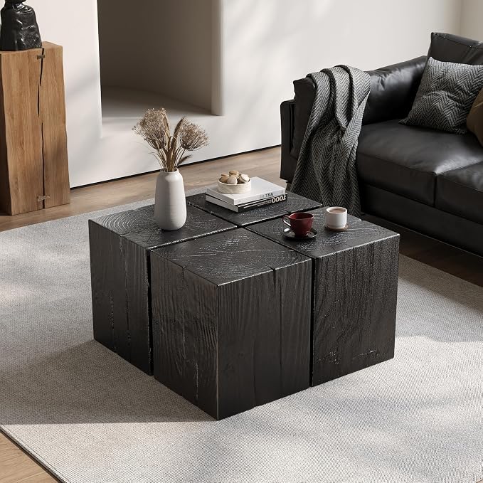 Patio End Table, Square, Black, 18 Inch