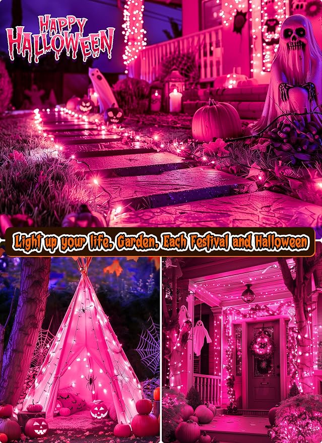 2 Pack Purple Halloween Mini Lights, 10 Feet 50 Count Mini String Lights | Total 100 Count Incandescent Bulb, Connectable Halloween Light for Haunted House Ghost Party Holiday Window Indoor Decoration