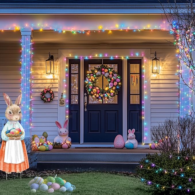 JMEXSUSS 168ft 600 LED Easter Lights Outdoor Indoor Clear Wire | Pastel String Lights with Remote, Multicolor Easter Christmas String Lights Plug in for Bedroom Tree Room Party Decorations