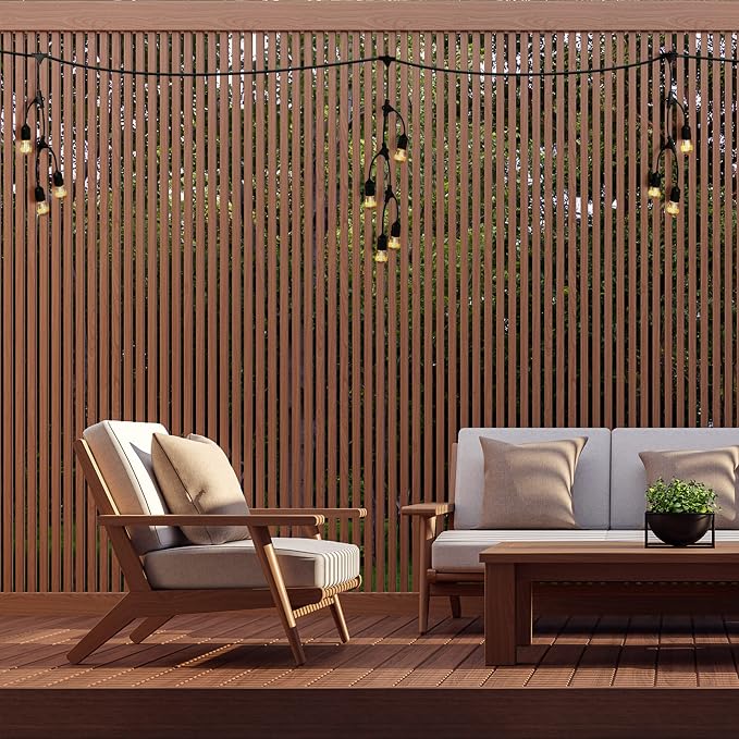 Feit Electric 12ft LED Outdoor Fence String Lights, 10 Sockets, 12pc. S14 LED Bulbs Included, E26 Base, 10 Watts, 2200K, Amber, SLM12-10/FIL
