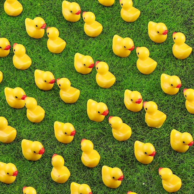 TINKRSTUFF 150PCS Mini Resin Animals Cute Yellow Tiny Ducks,Miniature Duck Figures to Hide,Little Animal Small Figurines Bulk for Desk Garden Landscape Aquarium Ornaments DIY Crafts & Decor