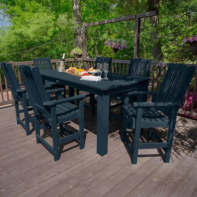 Highwood AD-ST7LH2CO5BA-FBE Lehigh 7pc Rectangular Counter Height Dining Set 84" x 42", Federal Blue