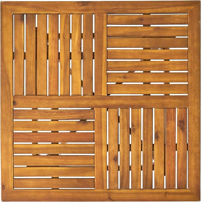 Christopher Knight Home Papali Acacia Wood Patio Dining Set for 4, Weather Resistant Outdoor Dining Table Set for 4, Square Dining Table and Chairs Set of 4 with Slatted Design, Teak
