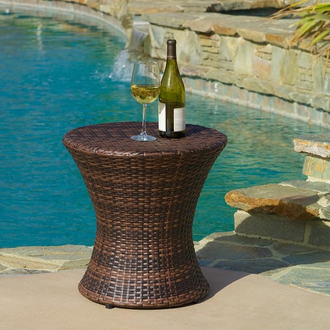 Christopher Knight Home Corsica Outdoor Wicker Chat Set, 3-Pcs Set, Brown / Crème