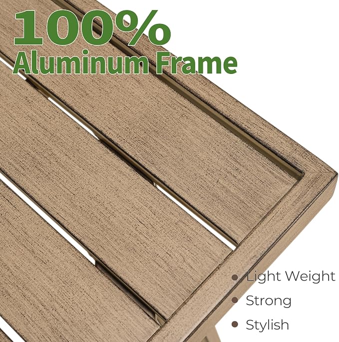 63"x35" Never-Rust Aluminum Outdoor Dining Table – Rectangular Patio Table for 6 with Umbrella Hole, Heavy Duty All-Weather for Poolside, Garden, Backyard, Porch, Deck, Teak