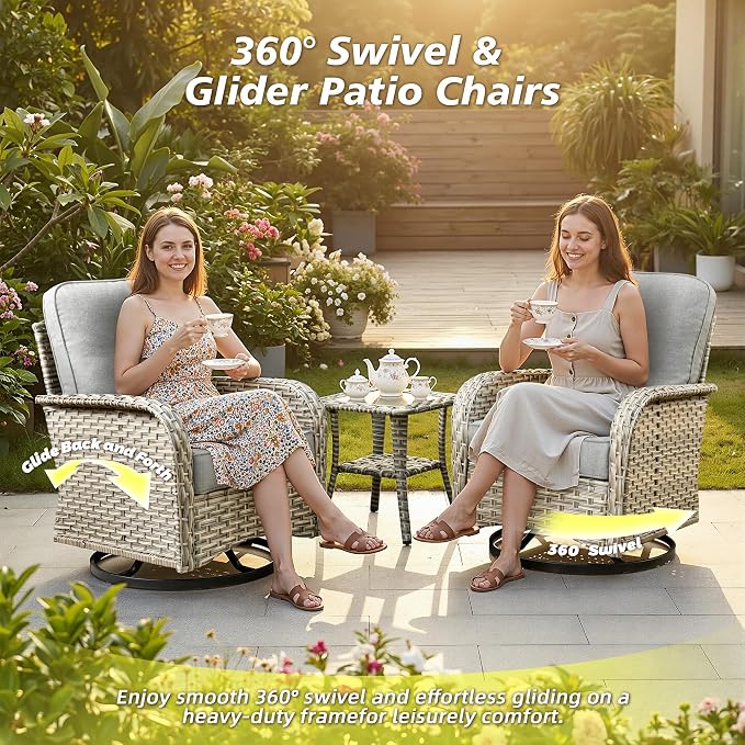 CAODOC 8-Piece Patio Furniture Set with L-Shape Sofa Chaise, Outdoor Sectional Couch Solar Table, Modern Modular Wicker Rattan Conversation Set