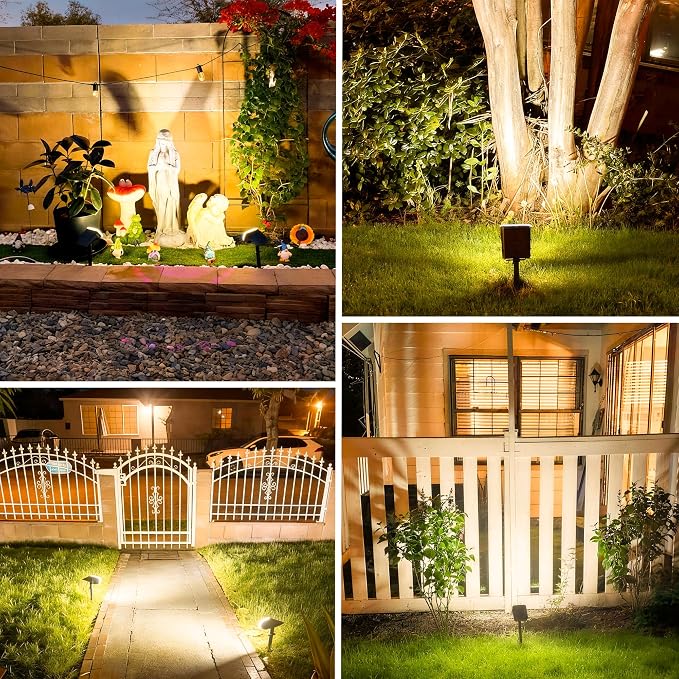 JEJOT Solar Spotlights, Super Bright LED, 2 CCT Warm & Cool Light, Solarspot Lights for Outside Landscape Auto On/Off -2 Pack
