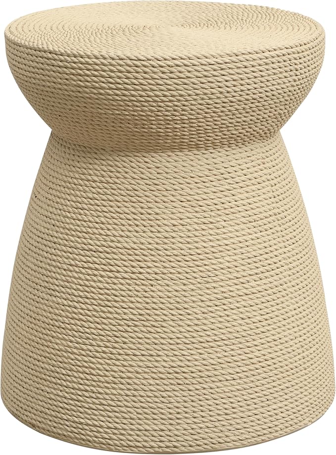 Christopher Knight Home 16.73" H Simulated Rattan MGO Side Table Sculptural Hourglass End Table Indoor Outdoor Living Room Patio Balcony Decor Accent Table, Natural Wood