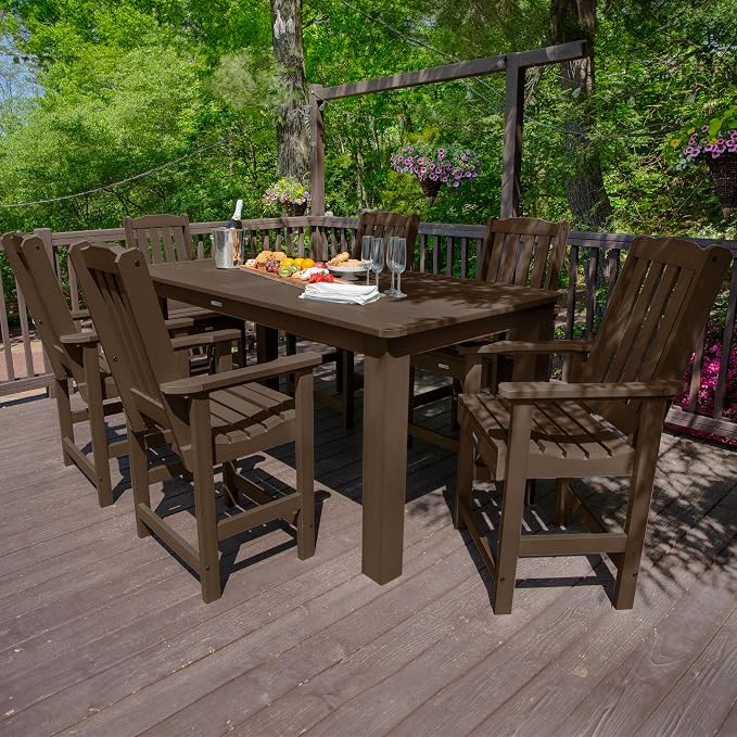Highwood Lehigh 7pc Rectangular Counter Height Dining Set 84" x 42", Weathered Acorn