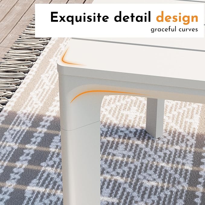 Modern Shade Cavo 67" All-Aluminum Outdoor Patio Dining Table, Minimalist Aluminum Patio Table with Elegant Easy-Clean Surface, Weather-Resistant Outdoor Dining Table for Garden, Indoor, White