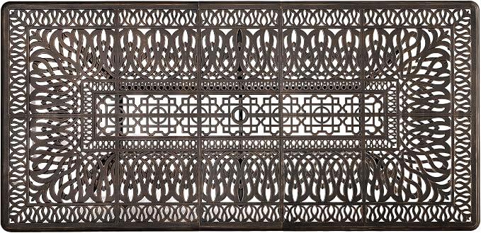 Grepatio 86.6" Patio Dining Table Outdoor Cast Aluminum Large Table, 8 People Party Table with 2" Umbrella Hole for Lawn Backyard Garden, Bronze and Blak 86.6" L x 41.3" W x 28.4" H