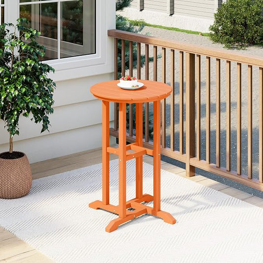 Costaelm Outdoor Bar Table, 37" Counter Height Round Patio Cocktail Bar Table, Patio Bar Table Bistro Dining Table Pub Table for Front Porch Deck, Backyard, Garden, Orange
