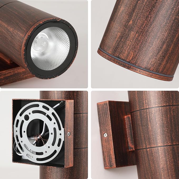 DAKAFUL Outdoor Wall Lights 2 Packs, Integrated LED Cylinder Up Down 12W 2700K Modern Aluminum Light, Waterproof Exterior Light for Porch Patio Door