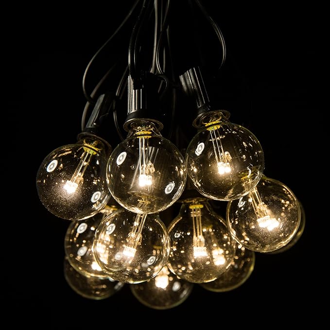 100 Foot Outdoor LED String Lights with G40 LED Globe Bulbs (Black Wire) | LED Outdoor String Lights for Patio Cafe Deck Party and Backyard Lighting