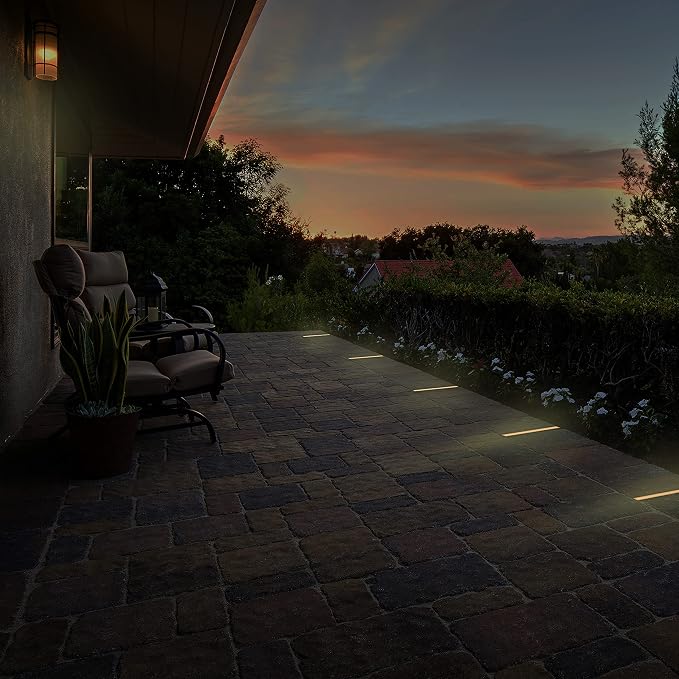 LUMENGY Paver Light Slim 0.5x12 Inch (0.55x11.8), 2700K Warm White, Glare-Free Linear Lighting for Driveways, Walkways and Paver Borders, 12V Hardwired, IP67 Waterproof, Drive-Over Rated