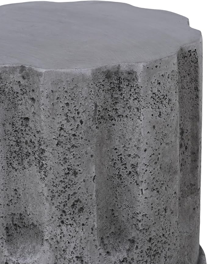 Cement Outdoor Side Table, Modern Round Garden Stool Accent Table, MGO Patio End Table Indoor Outdoor Living Room Patio Deck Garden