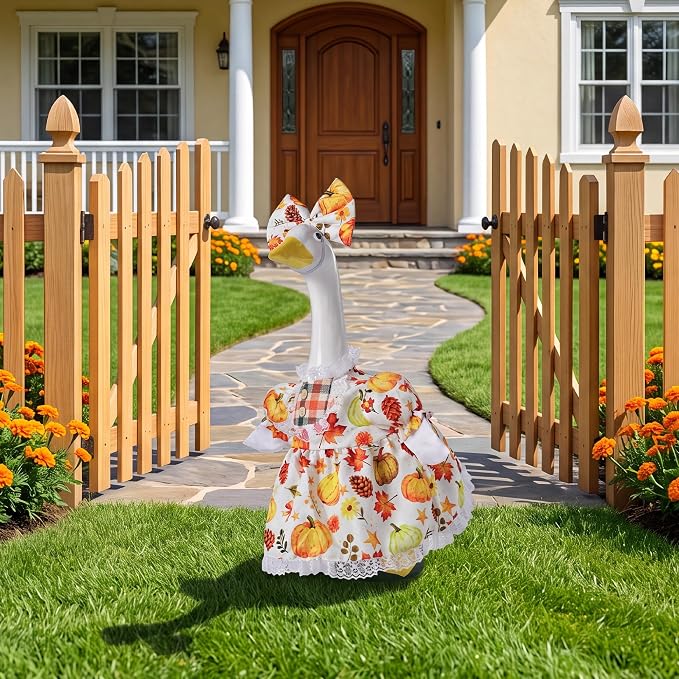 Porch Goose Outfit Set with Dress & Bow Accessories for 23" Goose Statue