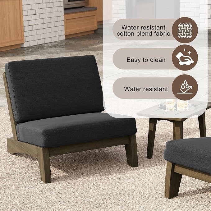 2 Pieces Patio Furniture Sets, All-Weather Outdoor Wood Bistro Set Patio Conversation Chiarsfor Balcony, Backyard