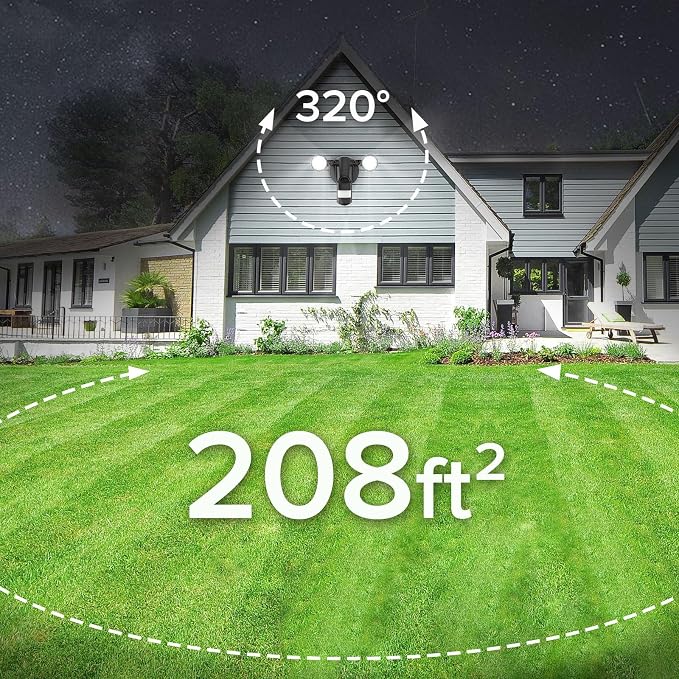 SANSI 25W 3000LM Motion Sensor Outdoor Security Lights | 5000K Daylight, Dusk to Dawn, 320° Angle Eave Mount Super Bright for Yard, IP65 Waterproof, 4 Modes, ETL Listed, Black