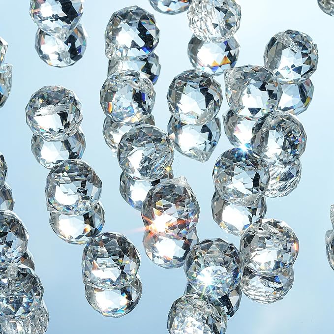 24pcs Clear Crystal Ball Prism Suncatcher Rainbow Pendants Maker,20mm | Crystal Prisms Hanging Crystals for Windows Home Garden,Beads For Suncatcher,Glass Ornaments For Christmas Tree