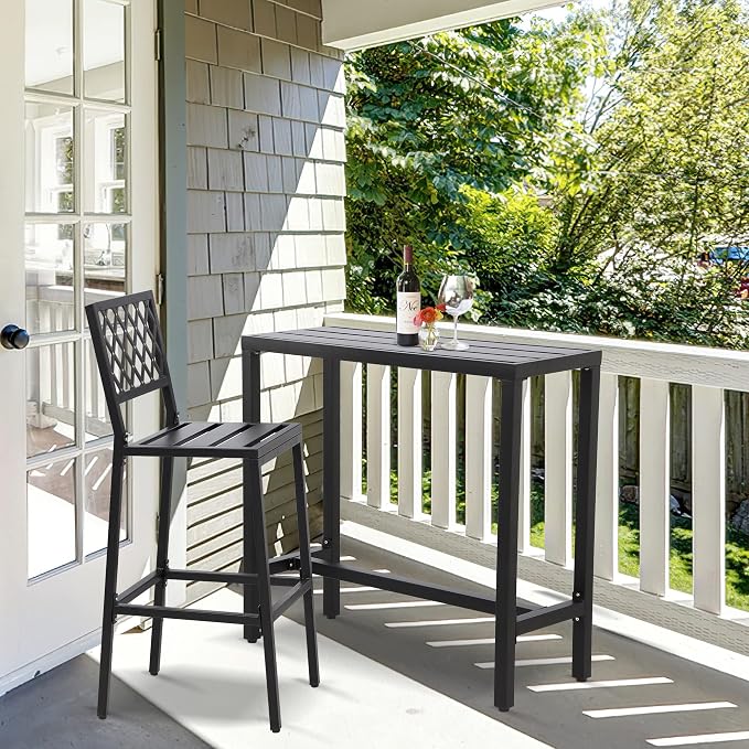 Outdoor Bar Table, Patio Counter Height Bar Table, 55" Rectangle Bar Tables for Patio, Garden, Yard, Balcony, Poolside