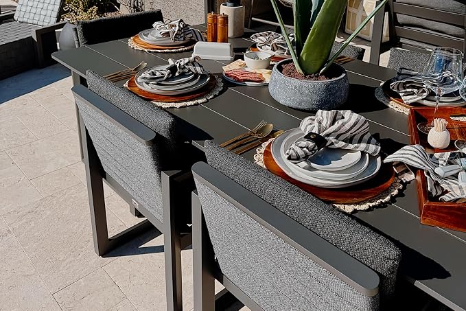 PURPLE LEAF 13-piece Outdoor Dining Set Aluminum Oversize Patio Furniture Table and Chairs Set with All Weather Thick Cushion Rectangular Patio Dining Sets for Large Backyard Garden Poolside, Grey