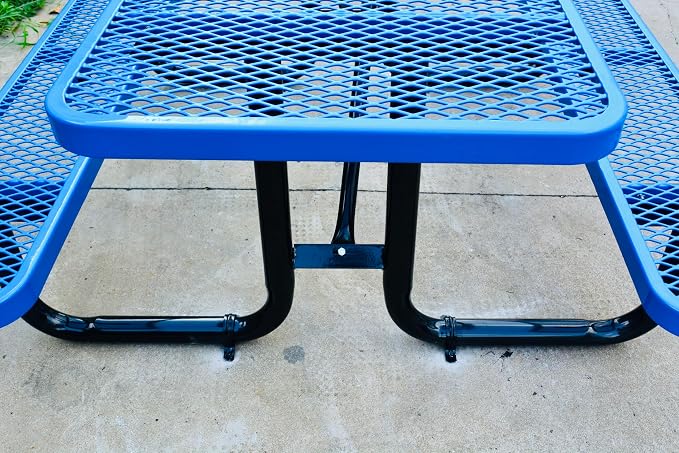 Heavy Duty 46 inch Expanded Metal Round Picnic Table (Blue)