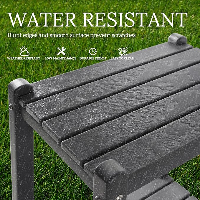 WestinTrends Malibu 36" Outdoor Adirondack HDPE 2-Tier Patio Side Table, Gray