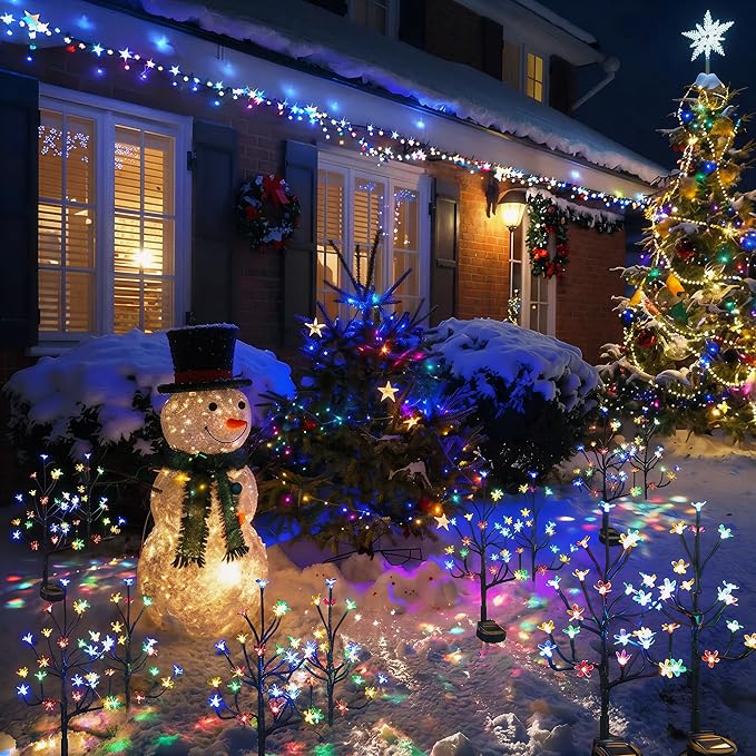 8 Pack Solar Lights Outdoor Waterproof, Garden Lights Solar Flowers | 2 Modes 160LED, Fairy Garden Decor for Outside, Yard, Patio, Pathway, Lawn Decorations, Gardening Gifts for Women Mom