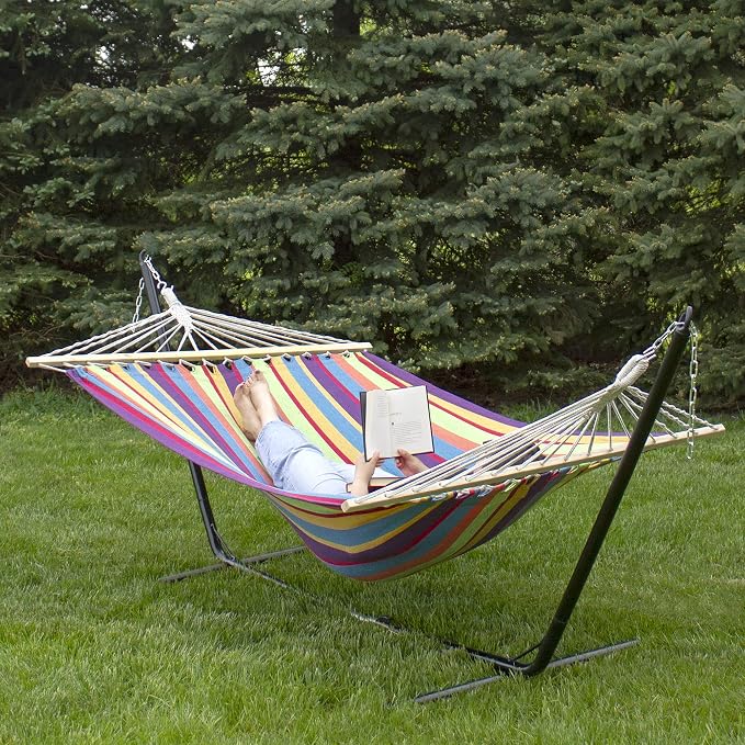 Northlight 32816511 Striped Woven Cotton Double Tree Hammock Multi-Color, Multicolor