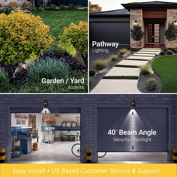 25W Bronze Bullet Spot Light Outdoor LED Landscape Floodlights, 3500 Lumens Bright Outdoor Light for Yard, 3000K/4000K/5000K Selectable, 1/2" Knuckle Mount, 120-277V Waterproof Flag Pole Lights