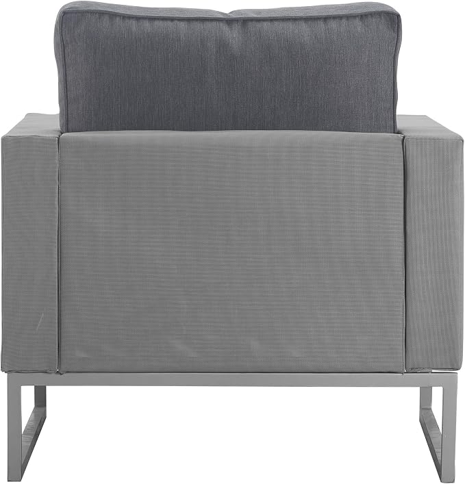 Elle Decor Tropez Outdoor Patio Arm Chair, Modern Mesh Lounge Chair with Cushions and Metal Frame for Patio, Porch, Balcony or Indoor Outdoor Living Space, Gray