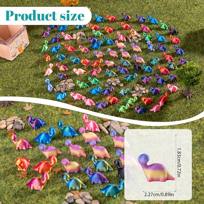 100pcs Mini 3D Printed Animals Tiny Animals Plastics Figures Miniature Little Small Dragon Figurines Bulk for Micro Fairy Garden Landscape Accessories Hide Crafts Decor Aquarium