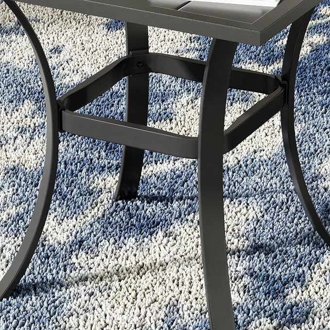 VICLLAX Square Patio Side Table for Lawn Garden, Outdoor Metal Dining Furniture, Black
