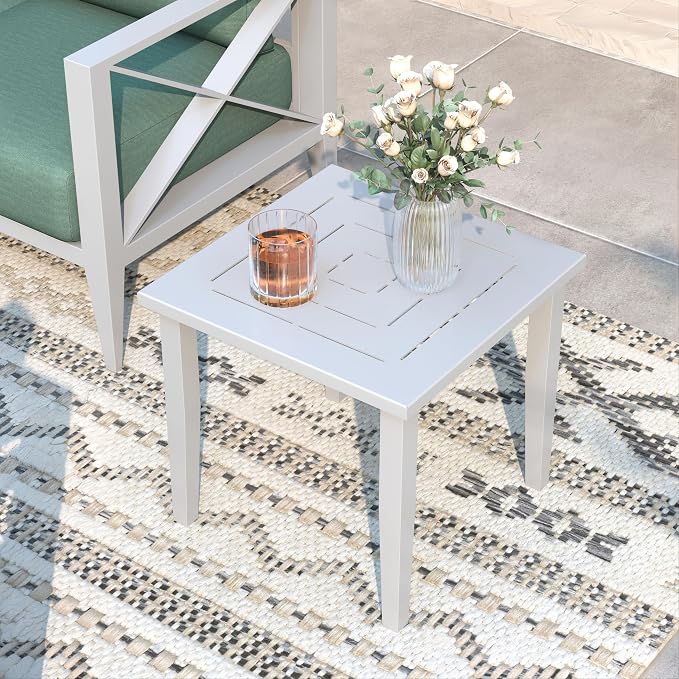 Outdoor 6-Piece Oversized Aluminum Patio Furniture Set with Swivel Rocking Chairs & Coffee Table, Weather-Resistant Deck Yard Poolside Seating-White