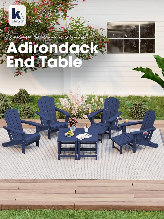 KINGYES Adirondack Outdoor Side Table, Navy