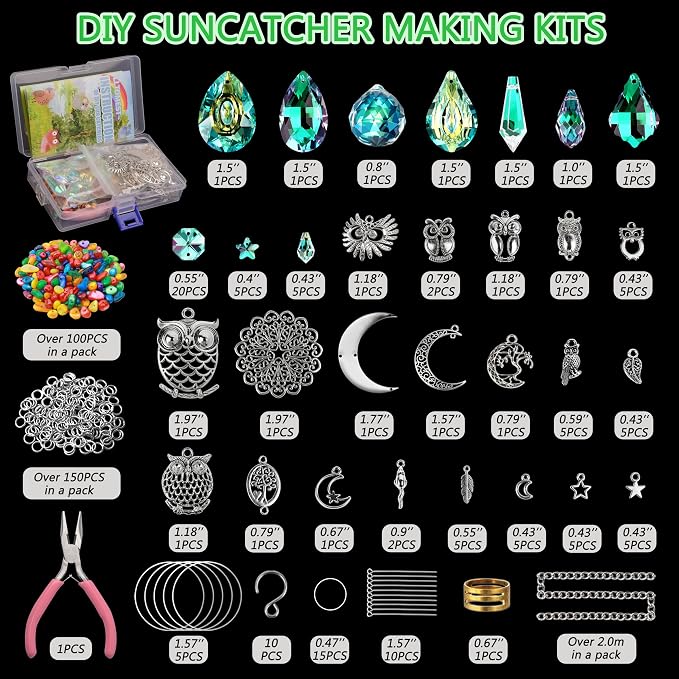 WASTROYAL 420pcs DIY Sun Catchers Making Kit for Adults Prism Hanging Decor | Crystal Suncatcher Kit, DIY Crystal Hanging Prisms for Window/Garden, Rainbow Maker, Art and Crafts for Adults with Tutorial