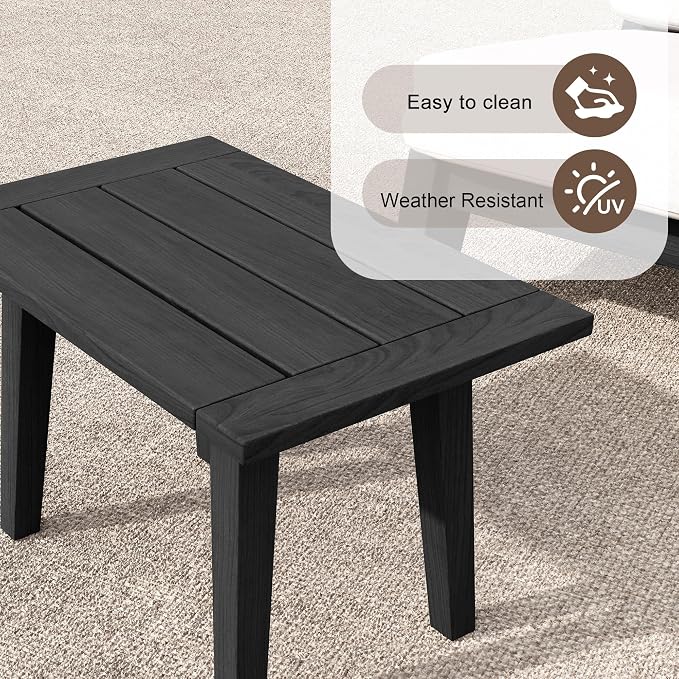 3 Pieces Patio Furniture Sets, All-Weather Outdoor Wood Bistro Set Patio Conversation Side Table Chiars for Balcony, Backyard