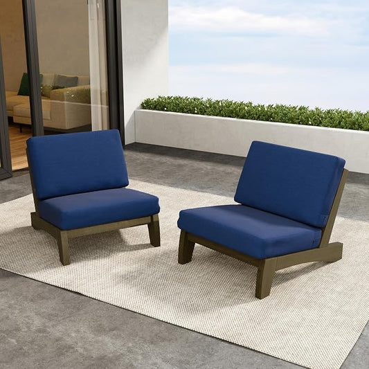 2 Pieces Patio Furniture Sets, All-Weather Outdoor Wood Bistro Set Patio Conversation Chiarsfor Balcony, Backyard
