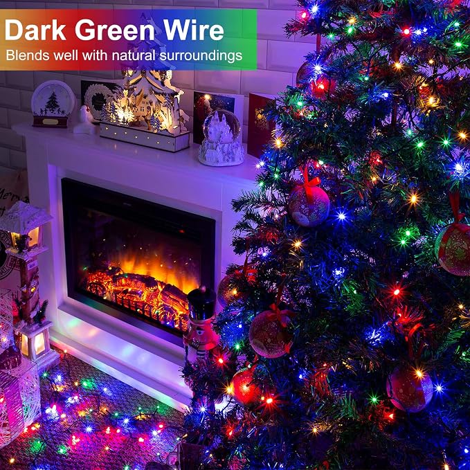 2 Pack Christmas Lights Outdoor, Total 200FT 600 LED Christmas Tree Lights | Multicolor, Plug in 8 Modes Waterproof Connectable String lights for Outside Indoor Patio Party Garden Xmas Decorations