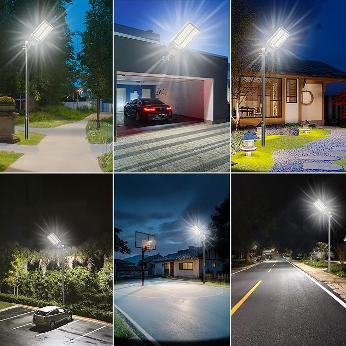 Solar Street Lights Outdoor Waterproof - Large 10000W Commercial Outdoor Solar Light Dusk to Down with Motion Sensor Remote Control LED Parking Lot Flood Lights for Yard Garden Walkway