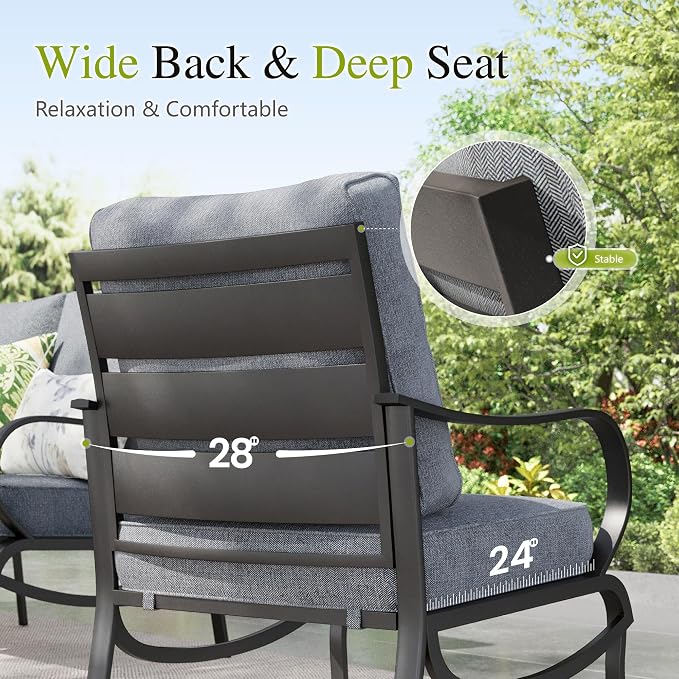 Sophia & William Patio Furniture Sets for 9 with 45" Gas Fire Pit Table Outdoor Conversation Sets 8 Pcs, 2xSofa Chairs, 2xSwivel Cushion Chairs, 1x3-Seat Sofa, 2xOttomans for Porch Poolside Grey