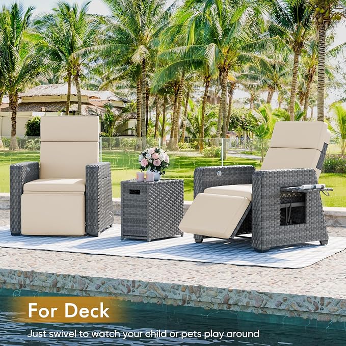 K Knowbody Glass Top Wicker Patio Side Table, Trapezoid PE Rattan End Table with Storage Outdoor Patio Furniture Table 20 inches high x 20 inches Wide 12 inches deep